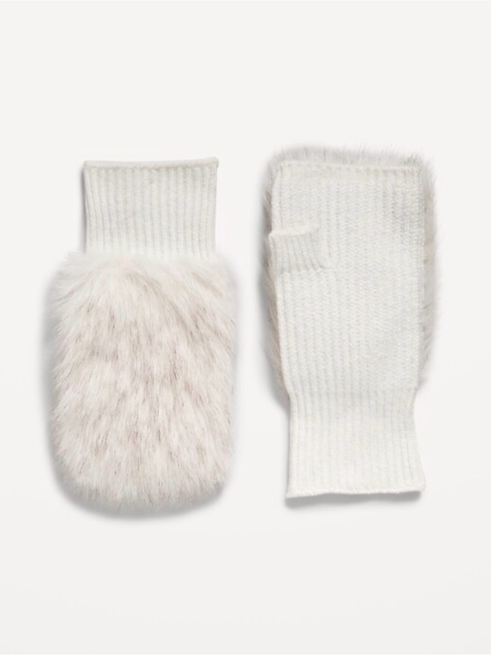 Old Navy Ivory Faux Fur Convertible Mittens